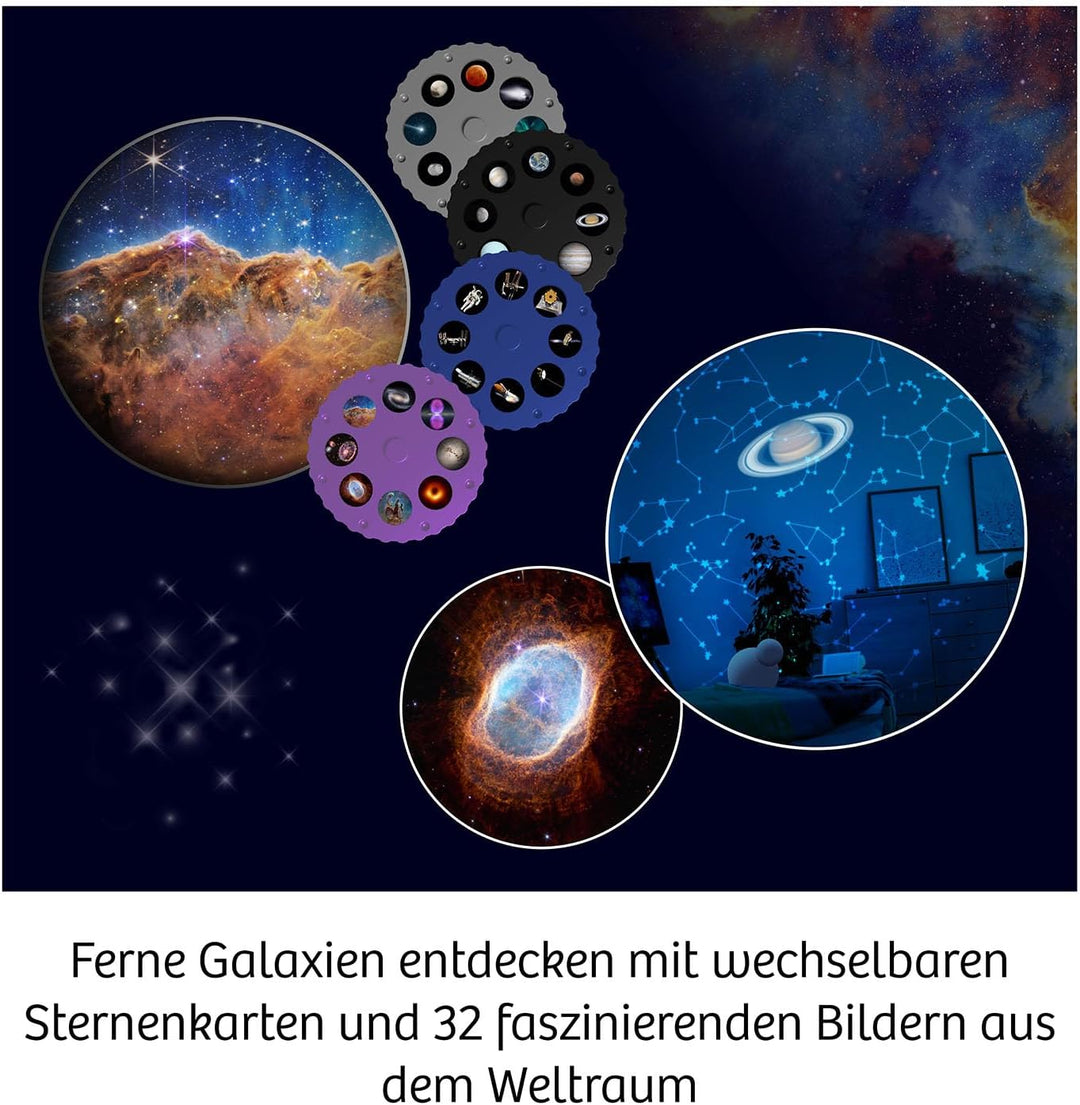KOSMOS Domácí planetárium s duálním projektorem | 32 vesmírných snímků, mapy hvězdné oblohy