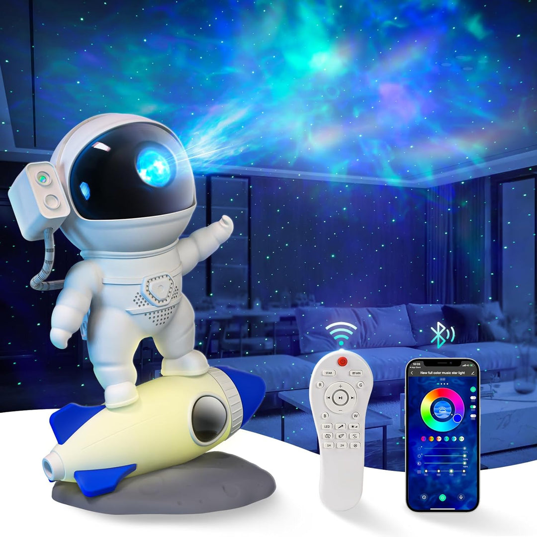 Projektor noční oblohy ve stylu kosmonauta | Dálkové ovládání a LED lampička