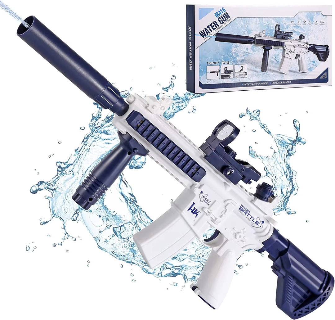 M416 Elektrická vodní pistole pro děti | Zabudovaný 370 ml zásobník, dostřel až 10 m