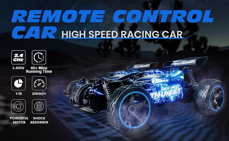 Tecnock RC závodní buggy 1:18 – s LED osvětlením a rychlost až 20 km/h