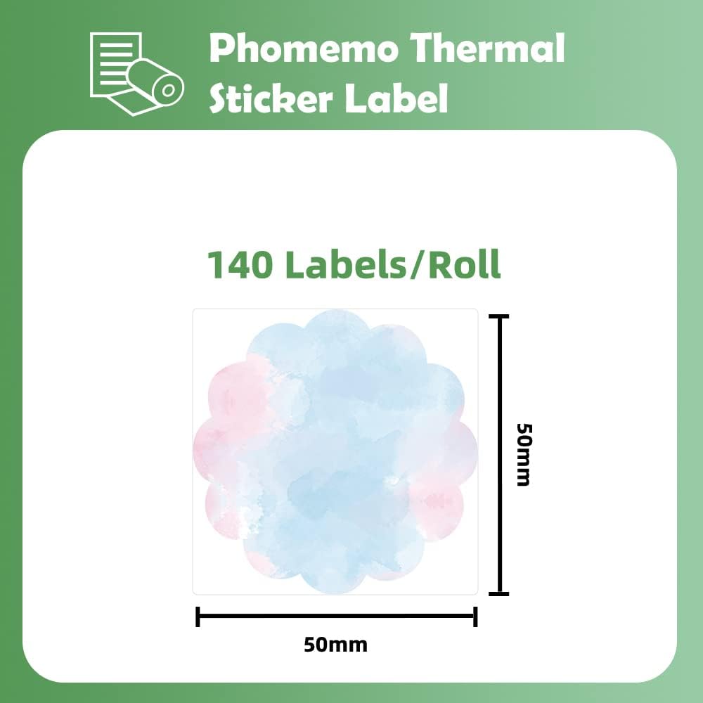 Náhradní samolepící barevné štítky do tiskárny Phomemo M110, M120, M200, M220, M221, 50 x 50 mm