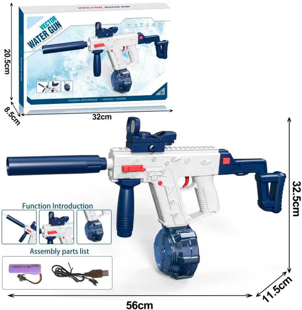 Elektrická vodní pistole pro děti | S velkým dostřelem a dvojitým zásobníkem