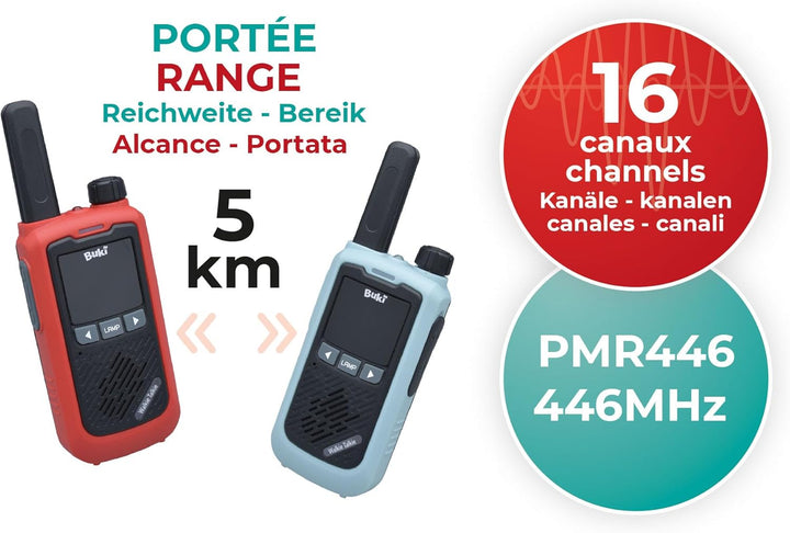 BUKI TW05 – Dětské vysílačky s dobíjecí baterií (dosah až 5 km)