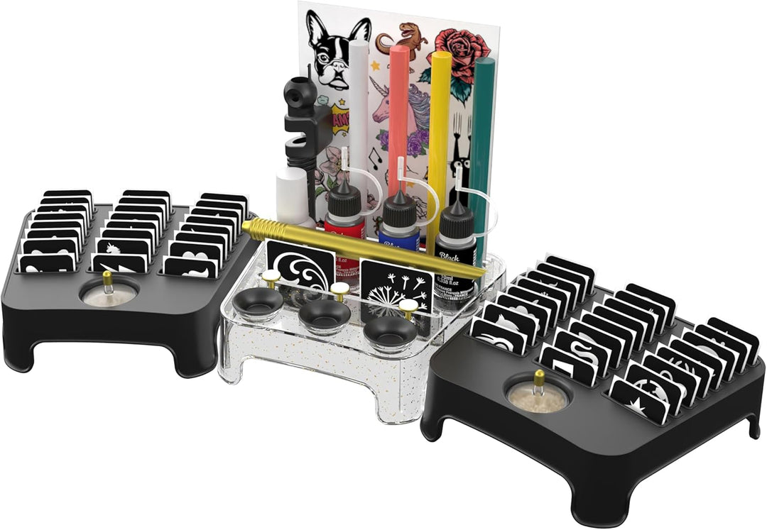 BUKI France Profesionální studio tetování | Kreativní sada pro děti od 7 let – třpytivá, svítící a voděodolná dočasná tetování