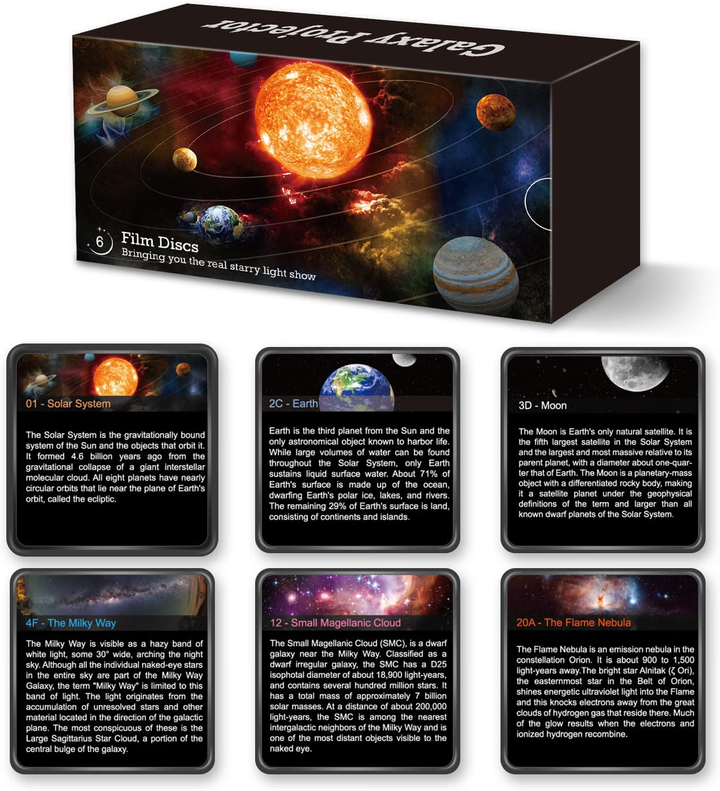 Projektor galaxie ve stylu kosmonauta (4. generace) - 13 kazet se snímky vesmíru, LED osvětlení
