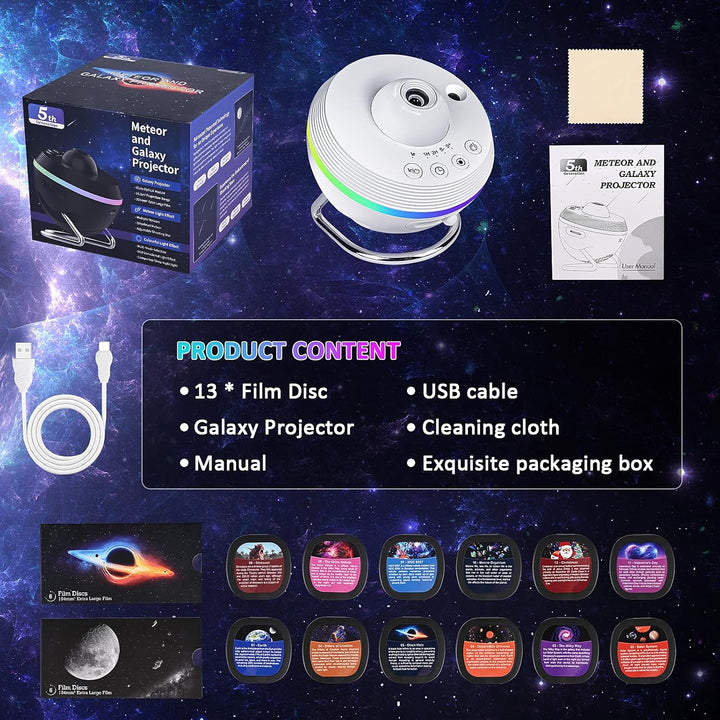 Projektor galaxie s funkcí meteoritu 5. generace - 13 kazet se snímky ve 4K kvalitě