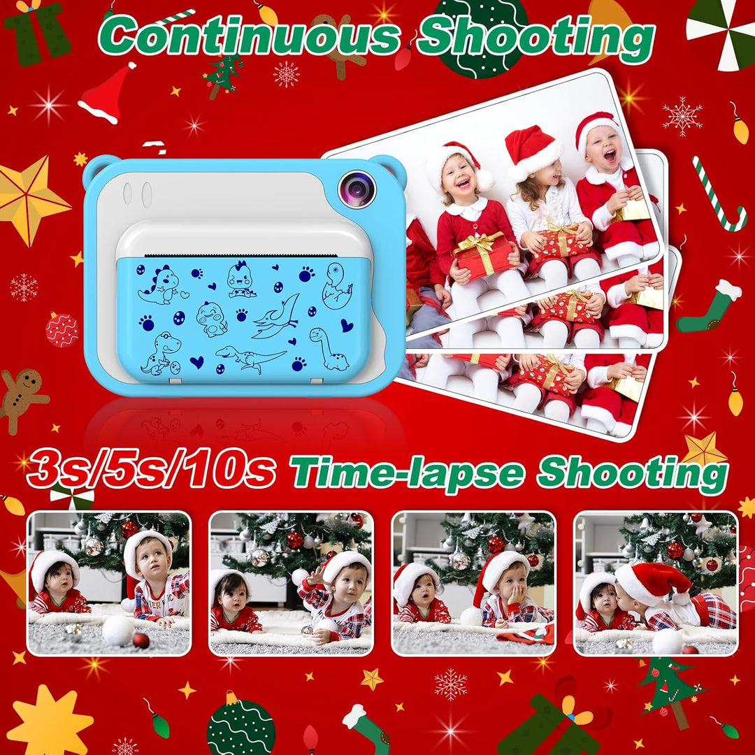 Ushining Dětský instantní fotoaparát s okamžitým tiskem, vánoční balení
