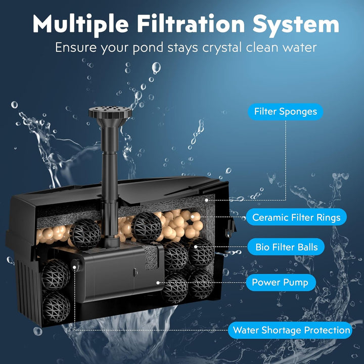 Solární jezírkový filtr s čerpadlem FA101 - 3600 mAh baterie, 10 trysek, 8 W panel