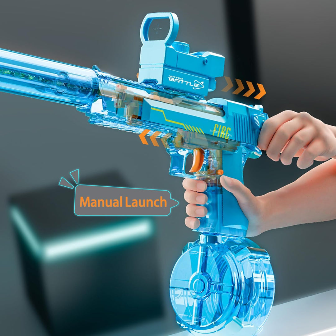 Elektrická vodní pistole DESERT EAGLE – transparentní provedení, světelné efekty, dostřel 8–10 m, 425 ml zásobník