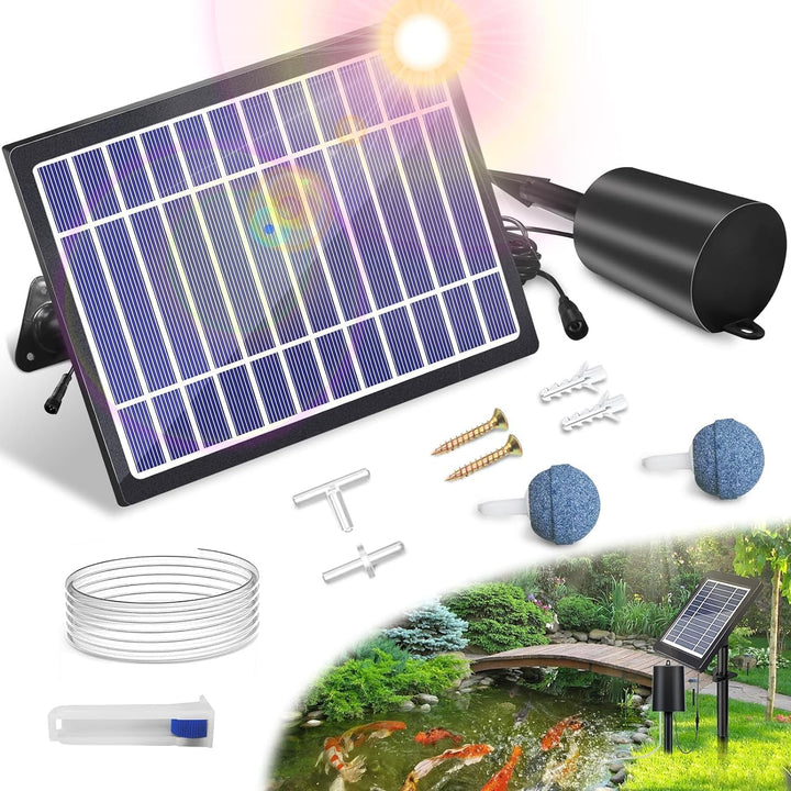 Fapiere Solární provzdušňovač jezírka AP015 – 2200 mAh baterie, 3 režimy provozu, 4 W panel