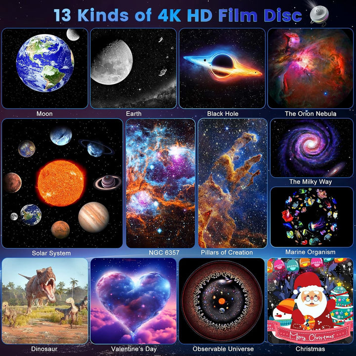 Projektor galaxie s funkcí meteoritu 5. generace - 13 kazet se snímky ve 4K kvalitě