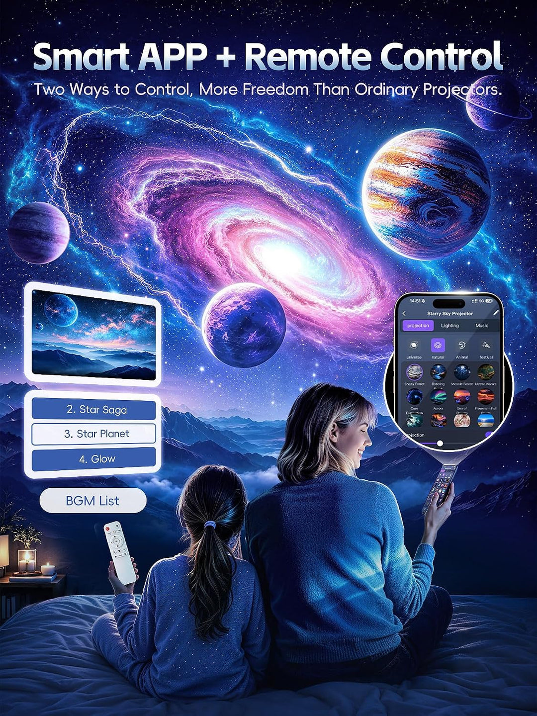 Nanxin SK19 PRO – dynamický projektor galaxie, 60 video scén, aplikace Smart Life