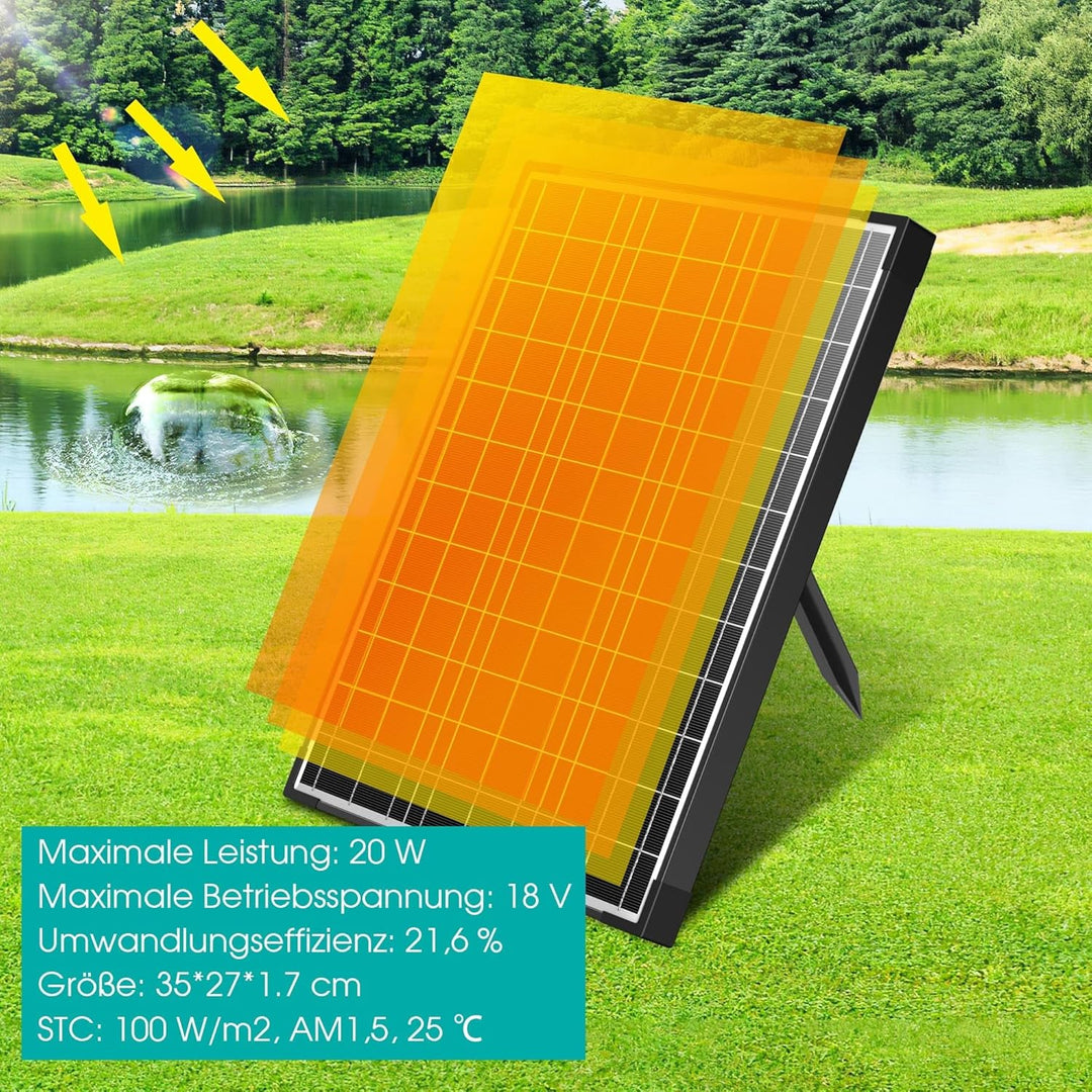 Solární jezírkový filtr s čerpadlem FA201 - 20 W panel, průtok 875 l/h, biologická filtrace