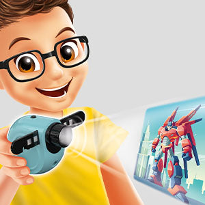 BUKI FK004 Dětský kreslící projektor | 30 obrázků, 200 motivů, 12 akvarelových pastelek a 8 fixů | Výškově nastavitelný a otočný projektor