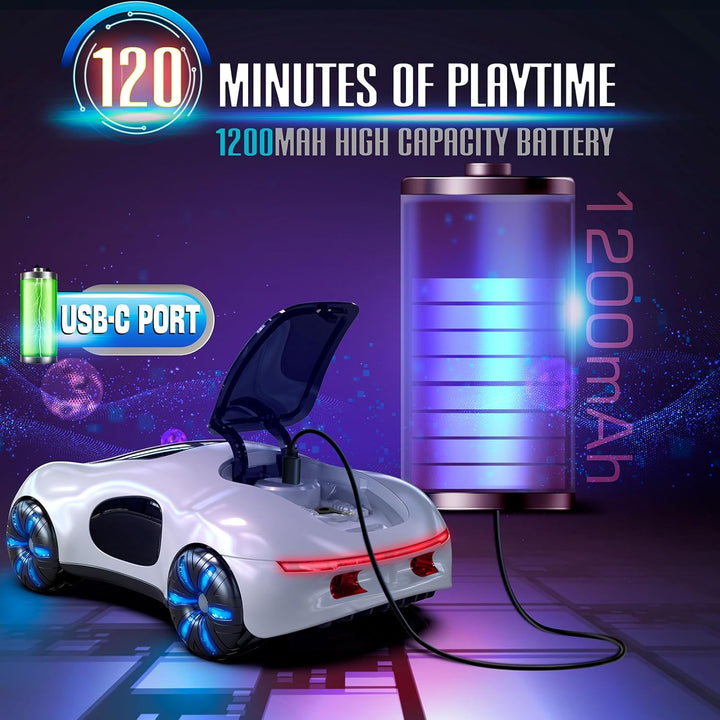 AEROQUEST RC kaskadérské auto s ovládáním gesty, světelnými efekty a kouřem, bílá