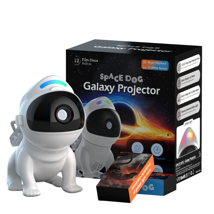 Projektor galaxie ve stylu vesmírného psa - 13 kazet, dálkové ovládání