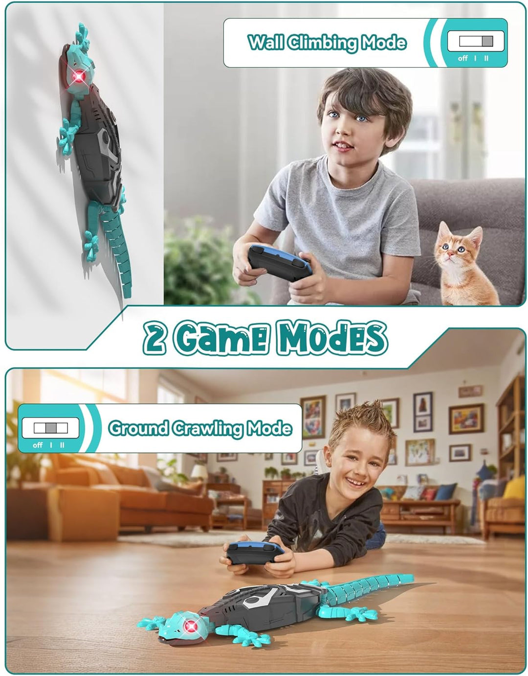 Charmofun RC Gekon na zeď s LED očima – dálkově ovládaný lezecký ještěr