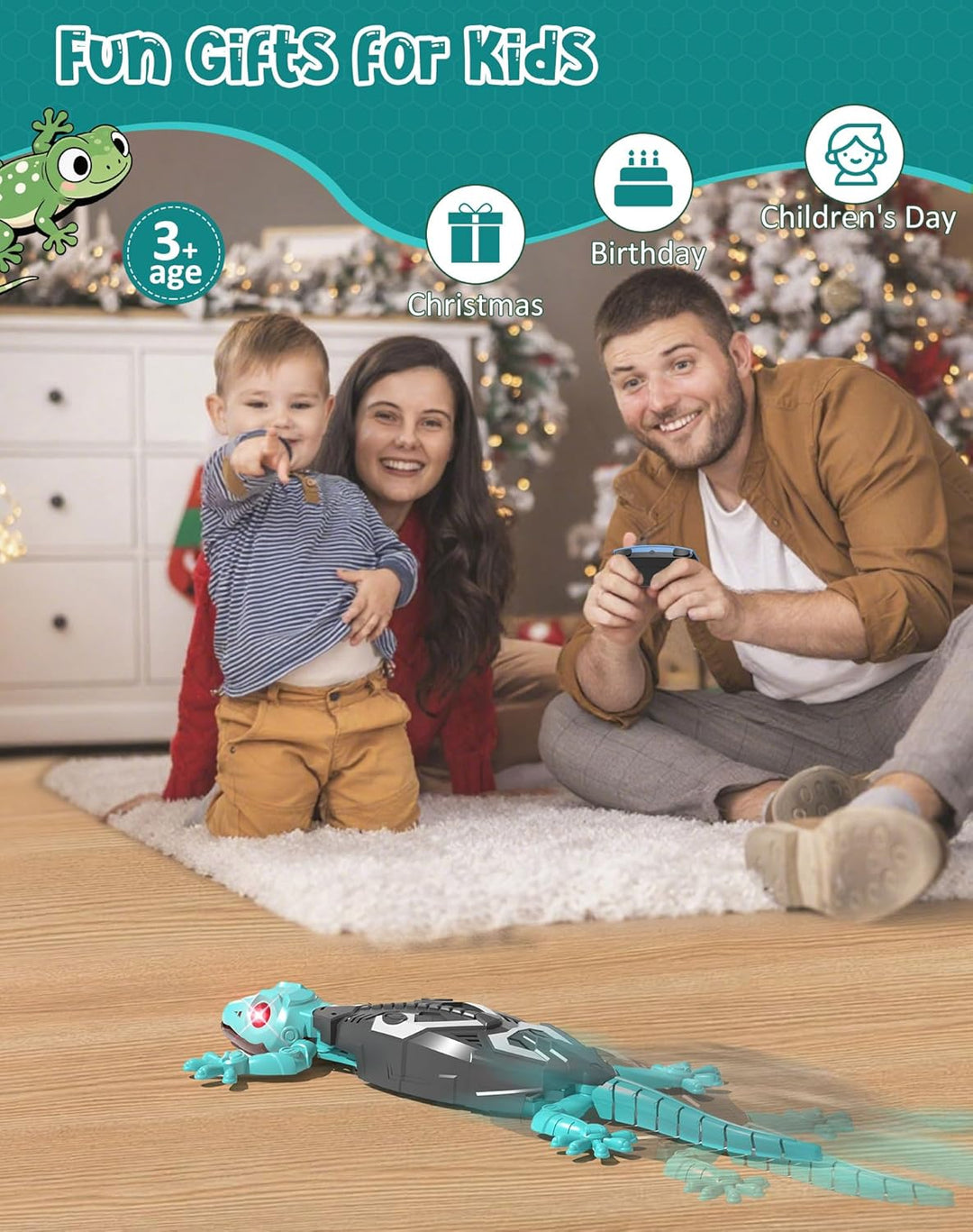 Charmofun RC Gekon na zeď s LED očima – dálkově ovládaný lezecký ještěr