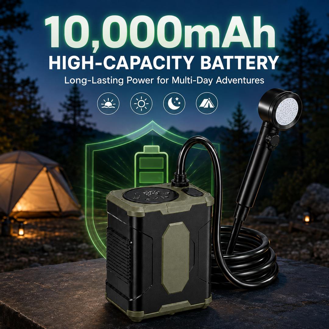 Fapiere Přenosná kempingová sprcha 26A s baterií 10000 mAh a LCD displejem