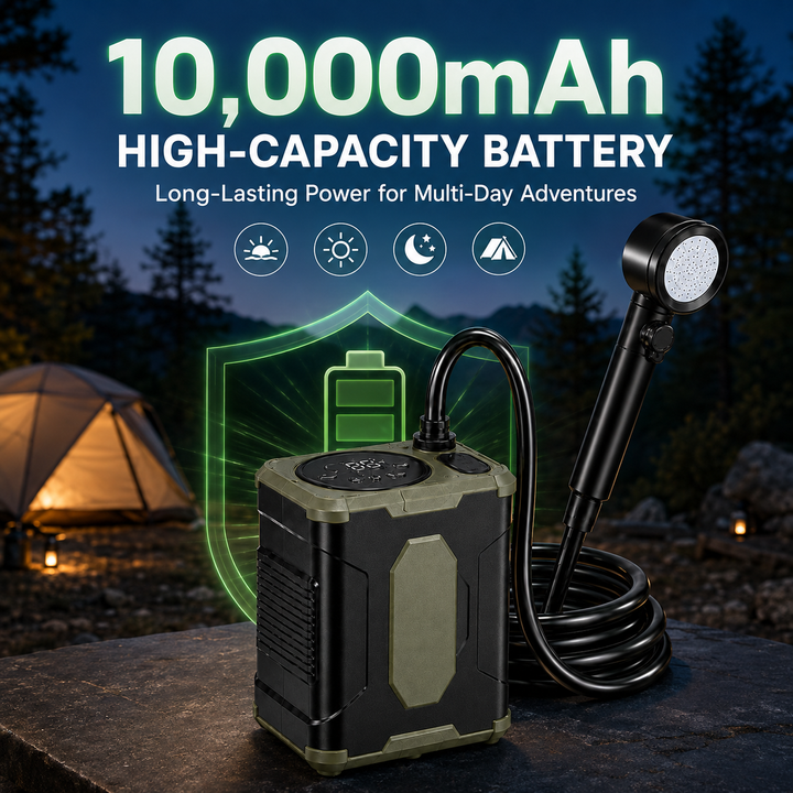 Fapiere Přenosná kempingová sprcha 26A s baterií 10000 mAh a LCD displejem