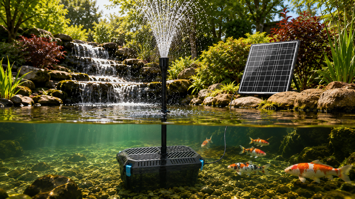 Solární jezírkový filtr s čerpadlem FA201 - 20 W panel, průtok 875 l/h, 4 trysky, biologická filtrace