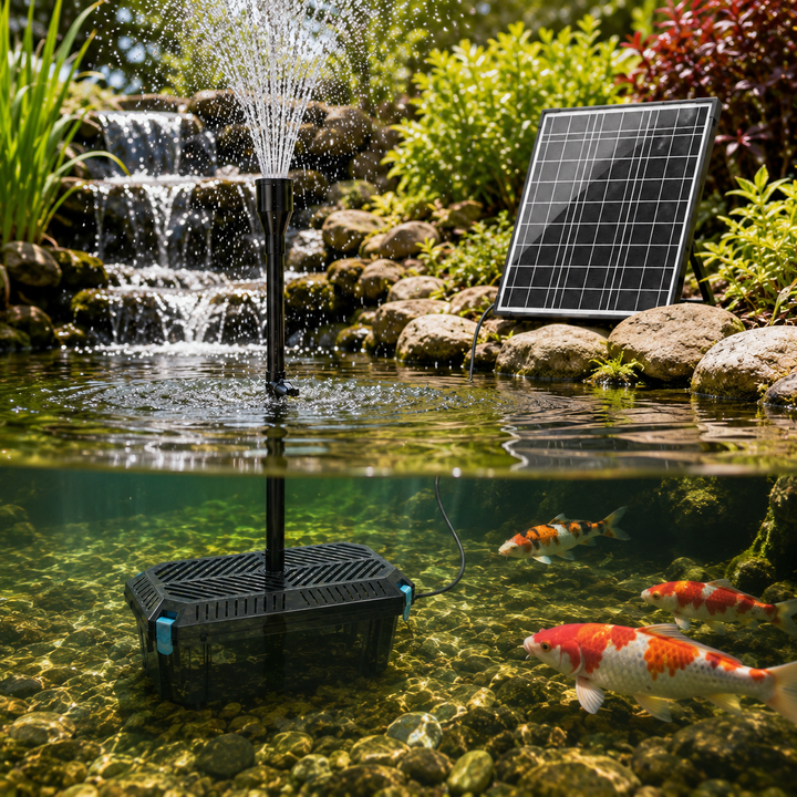 Solární jezírkový filtr s čerpadlem FA201 - 20 W panel, průtok 875 l/h, 4 trysky, biologická filtrace