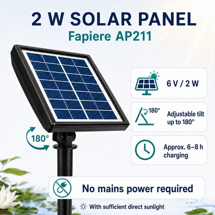 Solární provzdušňovač jezírka AP211 – 2200 mAh baterie, 2 režimy provozu, 2 W panel