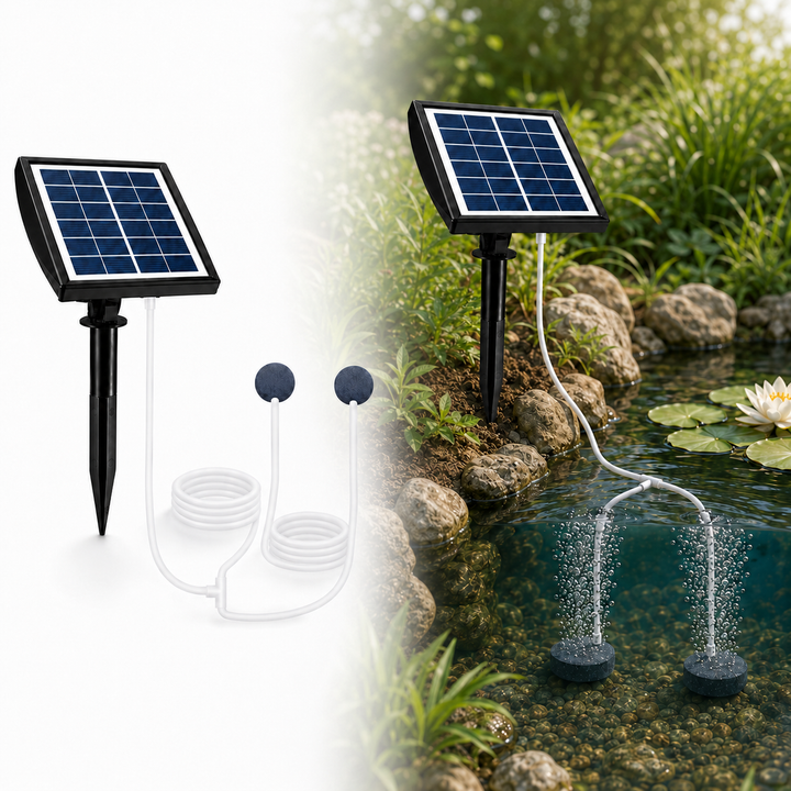 Solární provzdušňovač jezírka AP211 – 2200 mAh baterie, 2 režimy provozu, 2 W panel