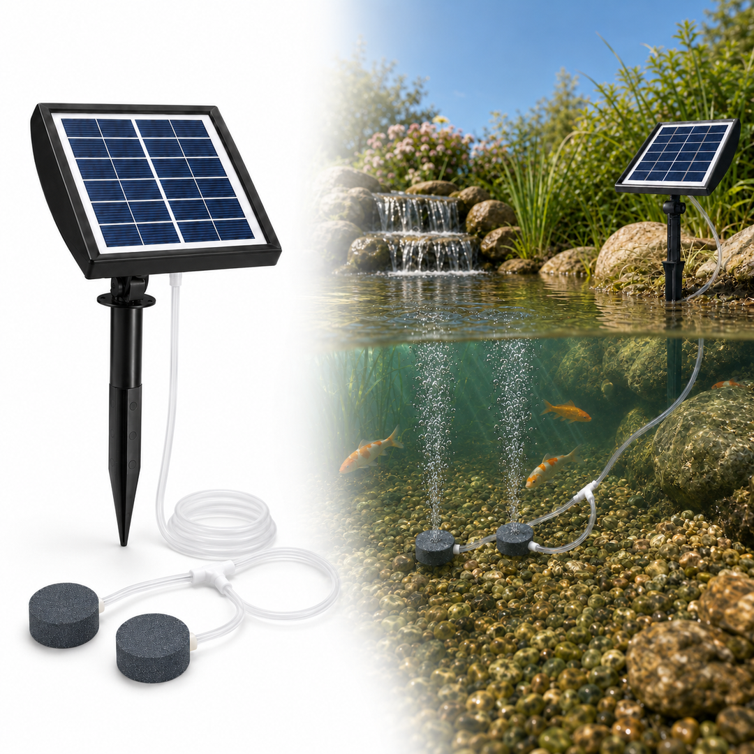 Solární provzdušňovač jezírka AP211 – 2200 mAh baterie, 2 režimy provozu, 2 W panel
