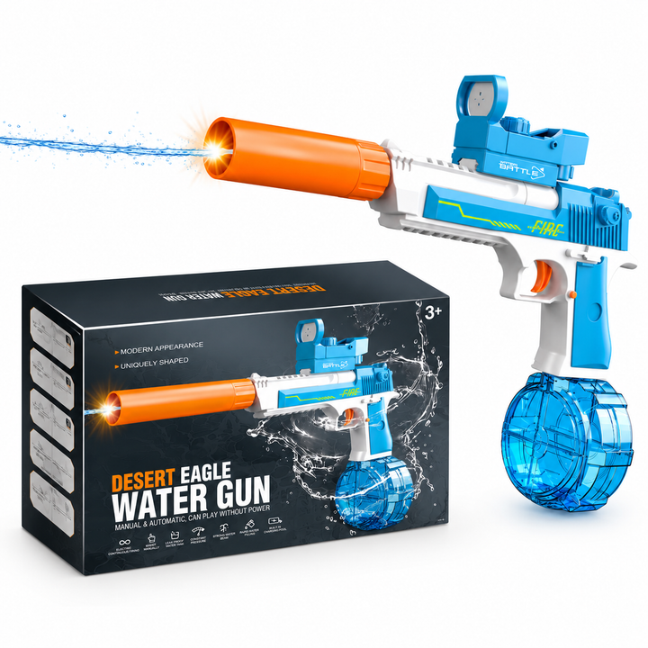 Elektrická vodní pistole DESERT EAGLE – světelné efekty, dostřel 8–10 m, 425 ml zásobník