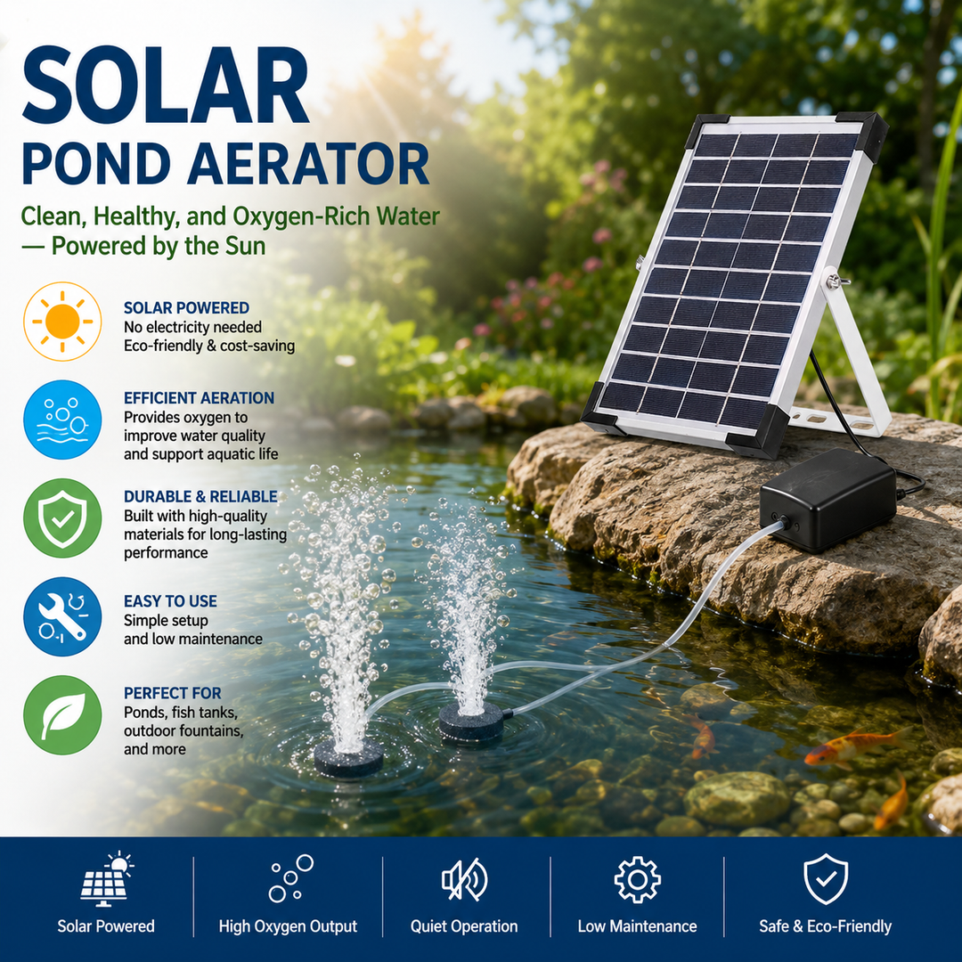 Fapiere Solární provzdušňovač jezírka AP206 – 2400 mAh baterie, 2 režimy, 5 W panel