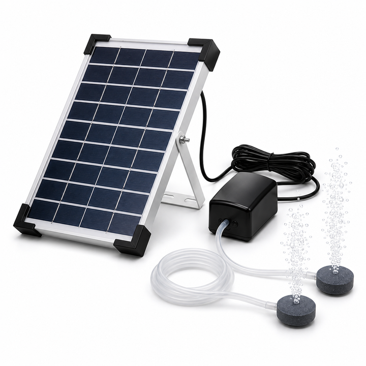 Fapiere Solární provzdušňovač jezírka AP206 – 2400 mAh baterie, 2 režimy, 5 W panel