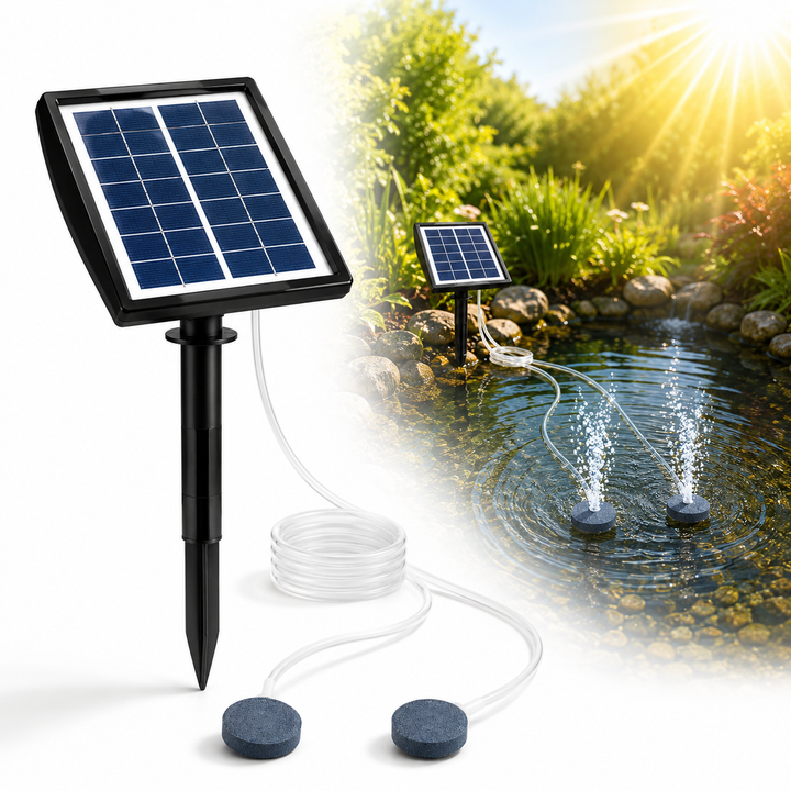 Solární provzdušňovač jezírka AP211 – 2200 mAh baterie, 2 režimy provozu, 2 W panel
