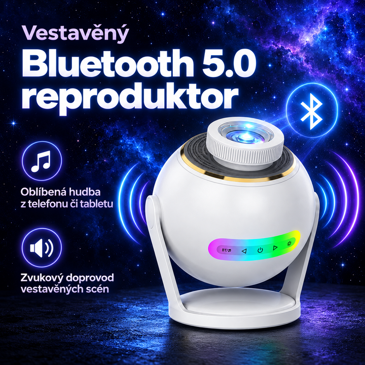 Nanxin Dynamický 3D projektor galaxie SK19 – 60 video scén, Bluetooth reproduktor a dálkové ovládání