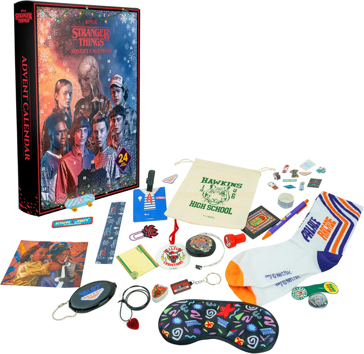 Cinereplicas Stranger Things Adventní kalendář – 24 dárků, oficiální licence Netflix