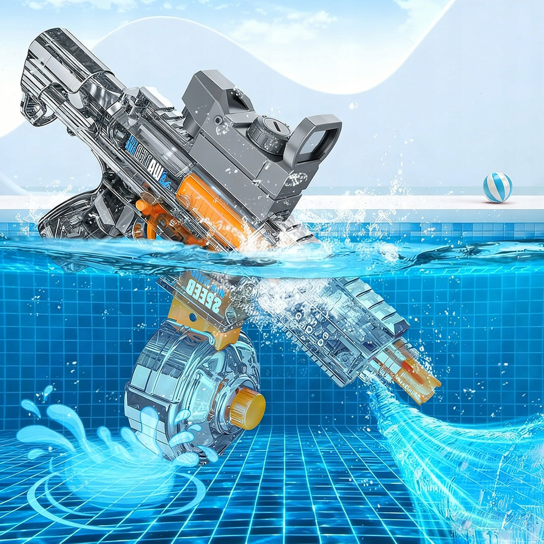 BATTLE Elektrická vodní pistole UMP45 – světelné efekty, dostřel 8–10 m, 350 ml zásobník, 500 mAh baterie