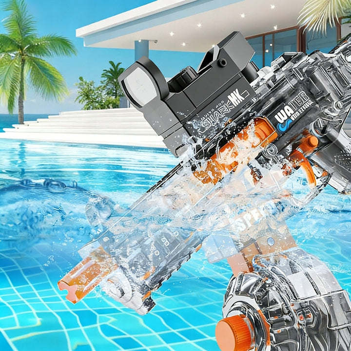 BATTLE Elektrická vodní pistole UMP45 – světelné efekty, dostřel 8–10 m, 350 ml zásobník, 500 mAh baterie