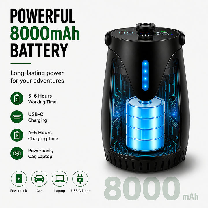 Fapiere Přenosná kempingová sprcha s elektrickou pumpou, LCD displejem a 8000mAh baterií, černá 2