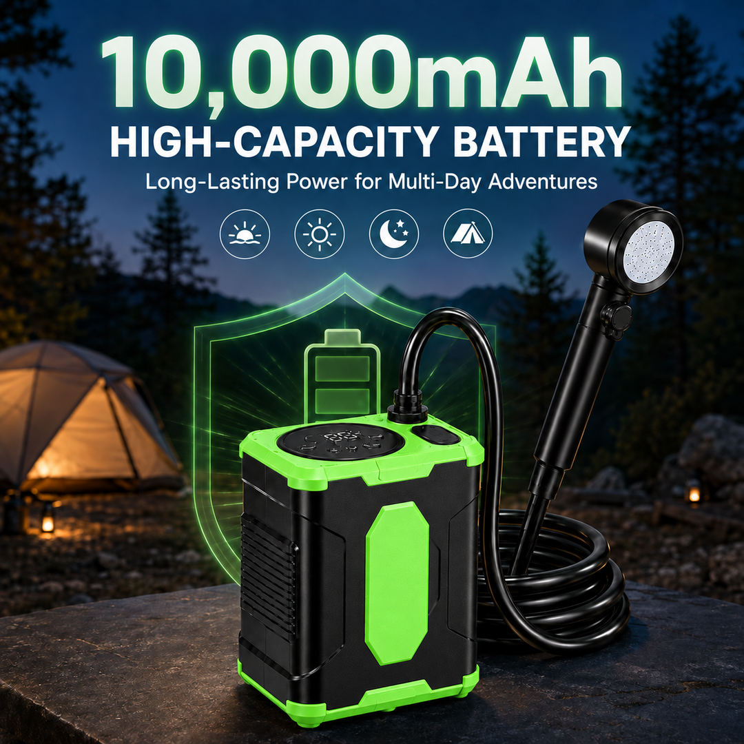 Fapiere Přenosná kempingová sprcha 26A s baterií 10000 mAh a LCD displejem, světle zelená