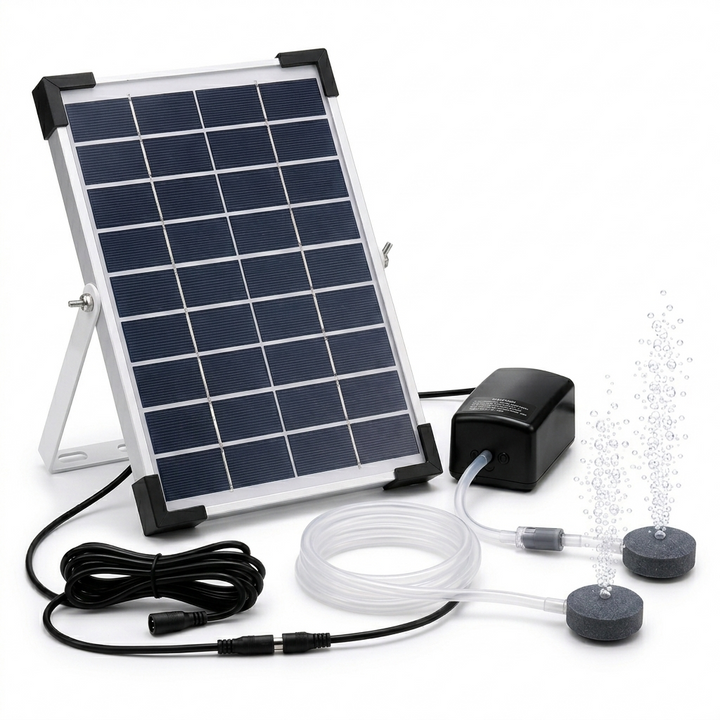 Fapiere Solární provzdušňovač jezírka AP206 – 2400 mAh baterie, 2 režimy, 5 W panel