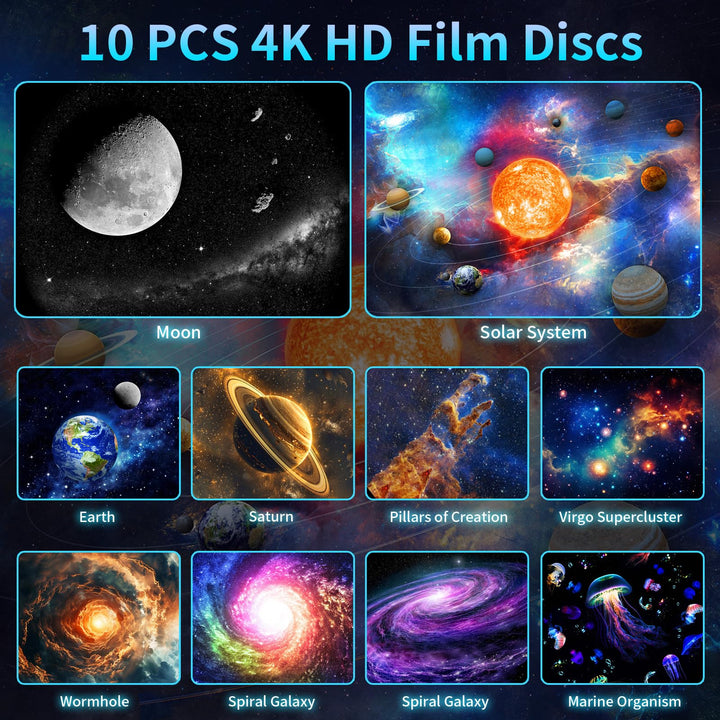 Projektor galaxie s funkcí meteoritu (8. generace) - 10 kazet se snímky ve 4K kvalitě