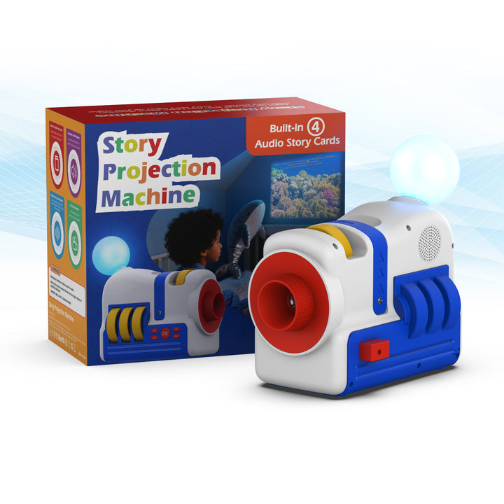 Dětský projektor pohádek a příběhů - 4 tematické sady projekcí, zvuky a noční světlo