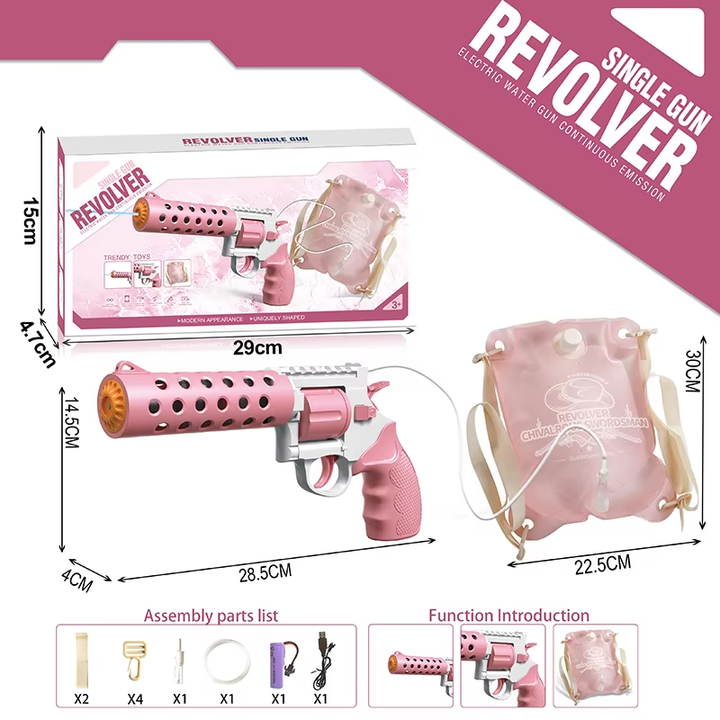 REVOLVER Elektrická vodní pistole | 1,2L zásobník, 6–8m dostřel, automatické střílení