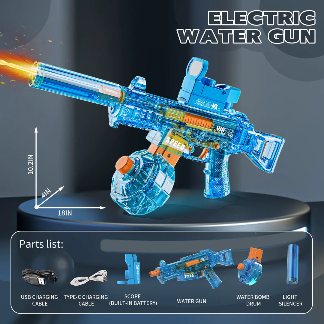BATTLE Elektrická vodní pistole UMP45 – světelné efekty, dostřel 8–10 m, 350 ml zásobník, 500 mAh baterie