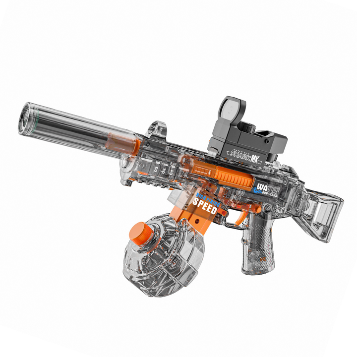 BATTLE Elektrická vodní pistole UMP45 – světelné efekty, dostřel 8–10 m, 350 ml zásobník, 500 mAh baterie