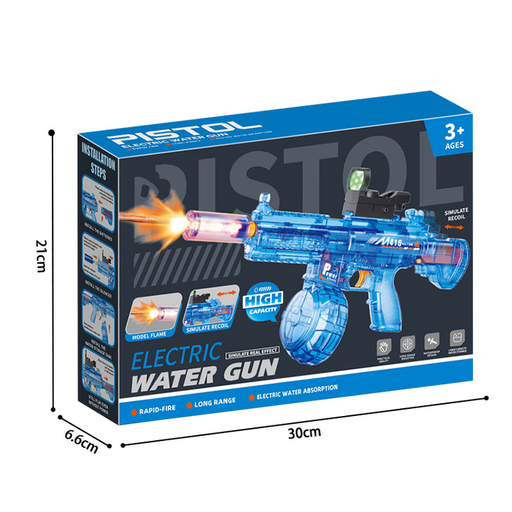 Elektrická vodní pistole M416 - světelné efekty, dostřel 8-10 m, 170 ml zásobník, 500 mAh baterie