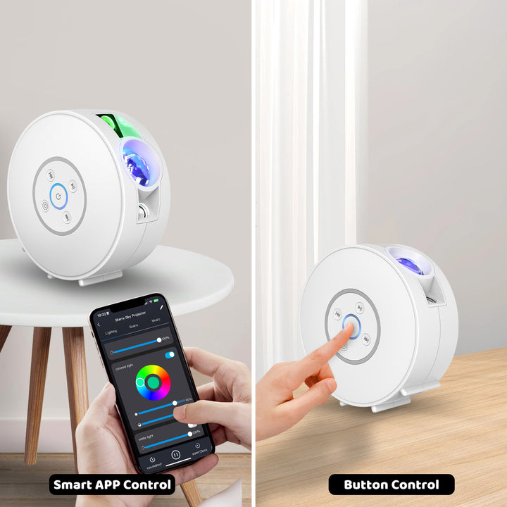 Projektor galaxie a noční oblohy – 6 kazet se snímky, Bluetooth reproduktor, ovládání pomocí aplikace