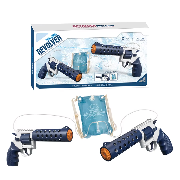 REVOLVER Elektrická vodní pistole | 1,2L zásobník, 6–8m dostřel, automatické střílení