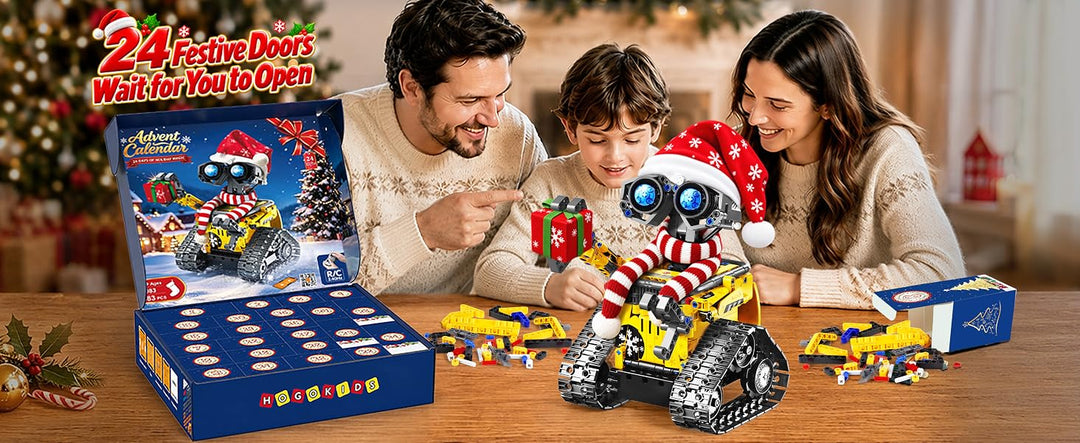 HOGOKIDS Adventní kalendář 2026 – vánoční RC robot, 483 dílků, ovládání ovladačem i aplikací