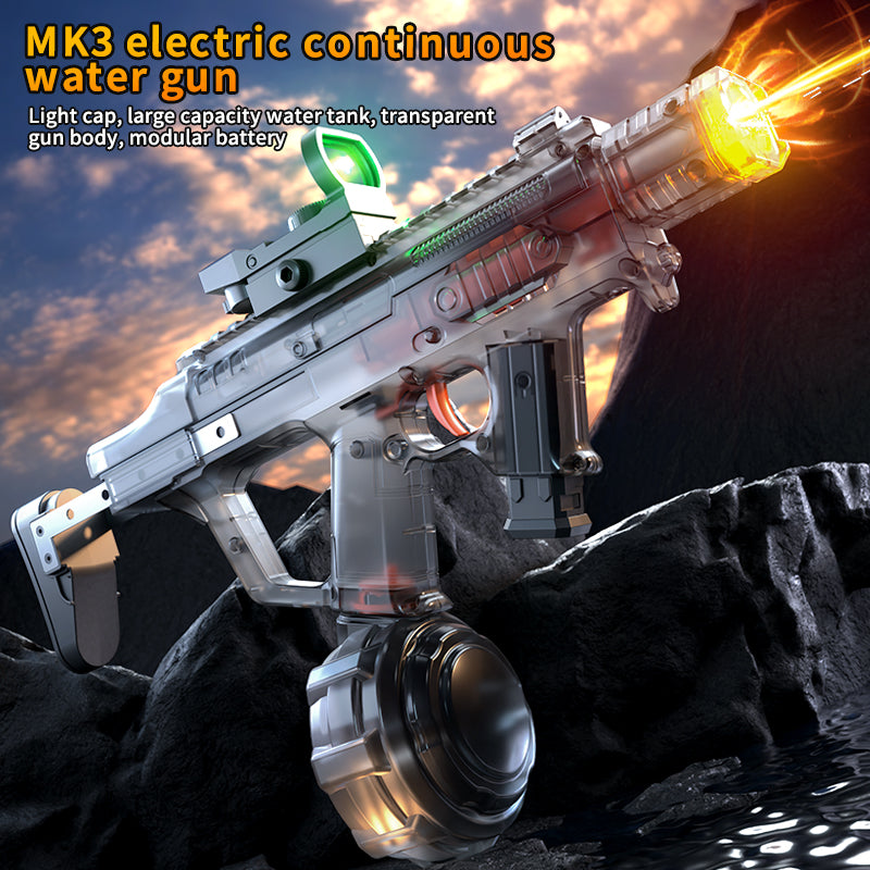 Elektrická vodní pistole MK3 - dostřel 8-10 m, 270 ml zásobník, 800 mAh baterie
